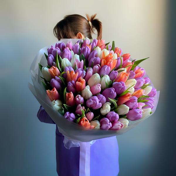 букет 101 гладкий тюльпан