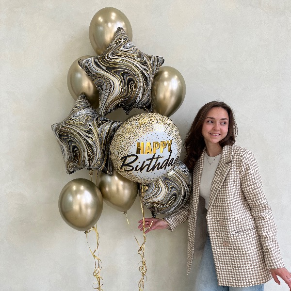 Сет "Золотой мрамор С днем рождения"