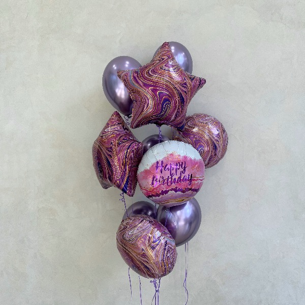 Сет "Пурпурный мрамор С днем Рождения"